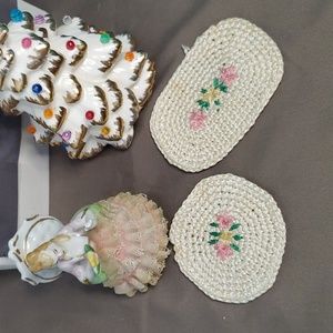 Vintage Crochet Floral Doll House Rugs 1960s